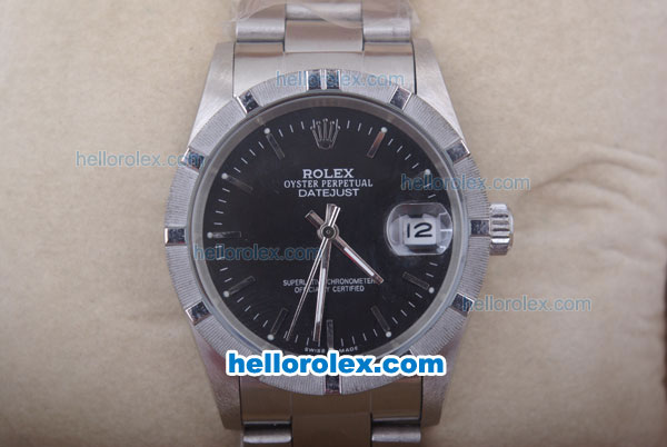 Rolex Datejust Oyster Perpetual Automatic with Black Dial and Linear Marking-Small Calendar - Click Image to Close